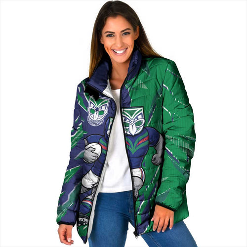 Personalized New Zealand Warriors Padded Jacket Dynamic Lightning Mascot Rugby Australia
