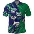 Personalized New Zealand Warriors Polo Shirt Dynamic Lightning Mascot Rugby Australia
