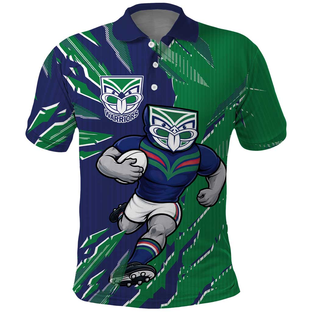 Personalized New Zealand Warriors Polo Shirt Dynamic Lightning Mascot Rugby Australia