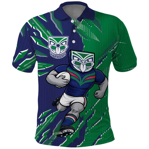 Personalized New Zealand Warriors Polo Shirt Dynamic Lightning Mascot Rugby Australia