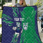 Personalized New Zealand Warriors Quilt Dynamic Lightning Mascot Rugby Australia