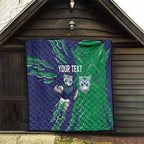 Personalized New Zealand Warriors Quilt Dynamic Lightning Mascot Rugby Australia