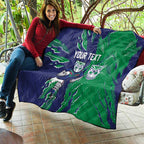 Personalized New Zealand Warriors Quilt Dynamic Lightning Mascot Rugby Australia