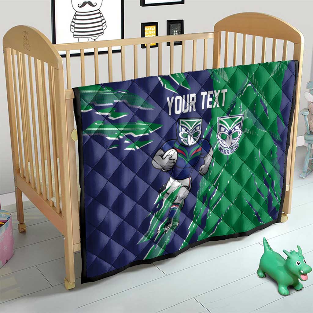 Personalized New Zealand Warriors Quilt Dynamic Lightning Mascot Rugby Australia
