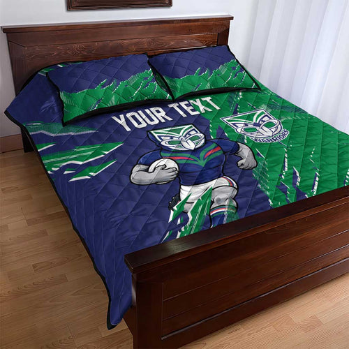 Personalized New Zealand Warriors Quilt Bed Set Dynamic Lightning Mascot Rugby Australia
