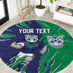 Personalized New Zealand Warriors Round Carpet Dynamic Lightning Mascot Rugby Australia
