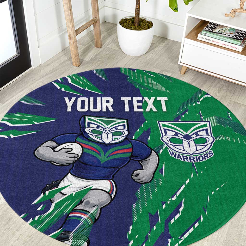 Personalized New Zealand Warriors Round Carpet Dynamic Lightning Mascot Rugby Australia