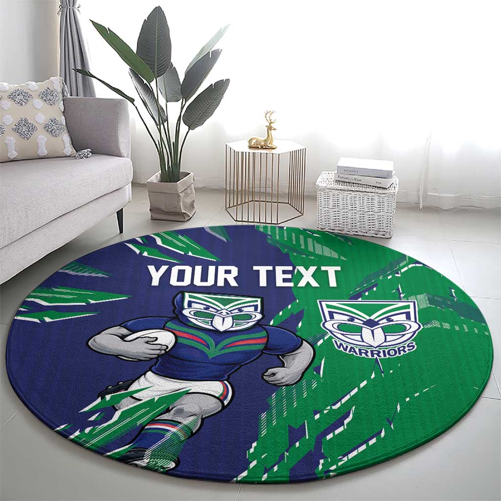 Personalized New Zealand Warriors Round Carpet Dynamic Lightning Mascot Rugby Australia