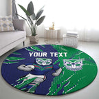 Personalized New Zealand Warriors Round Carpet Dynamic Lightning Mascot Rugby Australia
