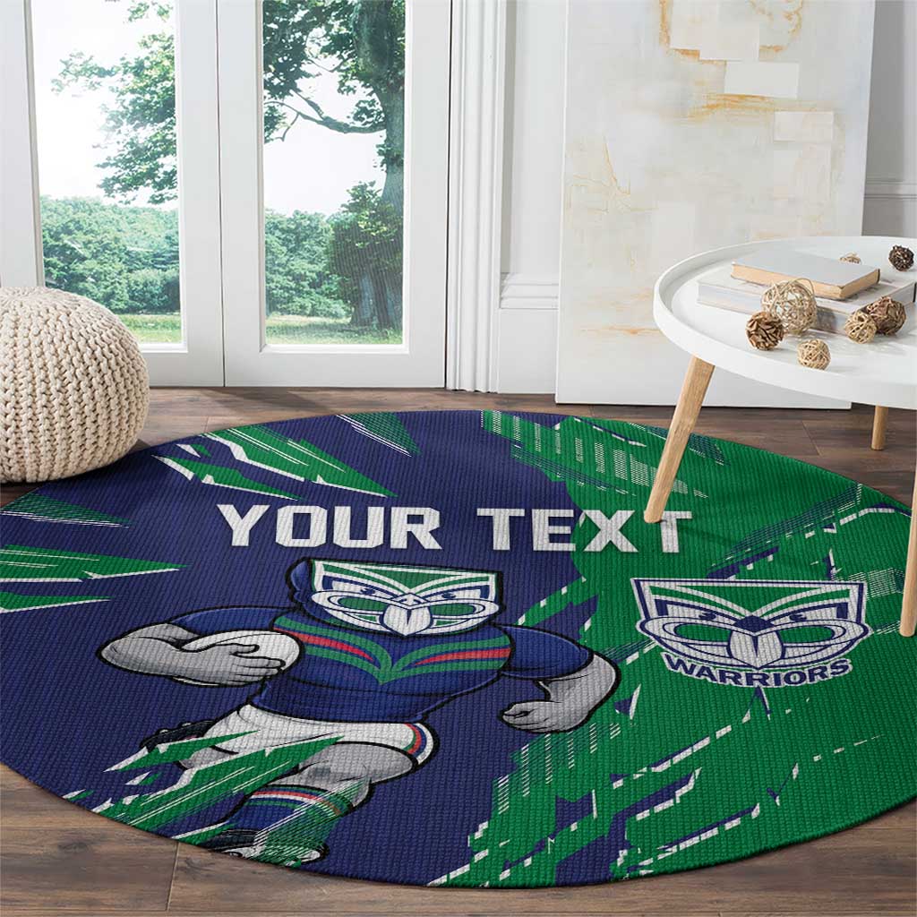 Personalized New Zealand Warriors Round Carpet Dynamic Lightning Mascot Rugby Australia
