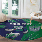 Personalized New Zealand Warriors Round Carpet Dynamic Lightning Mascot Rugby Australia