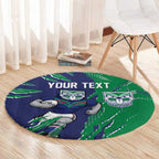 Personalized New Zealand Warriors Round Carpet Dynamic Lightning Mascot Rugby Australia