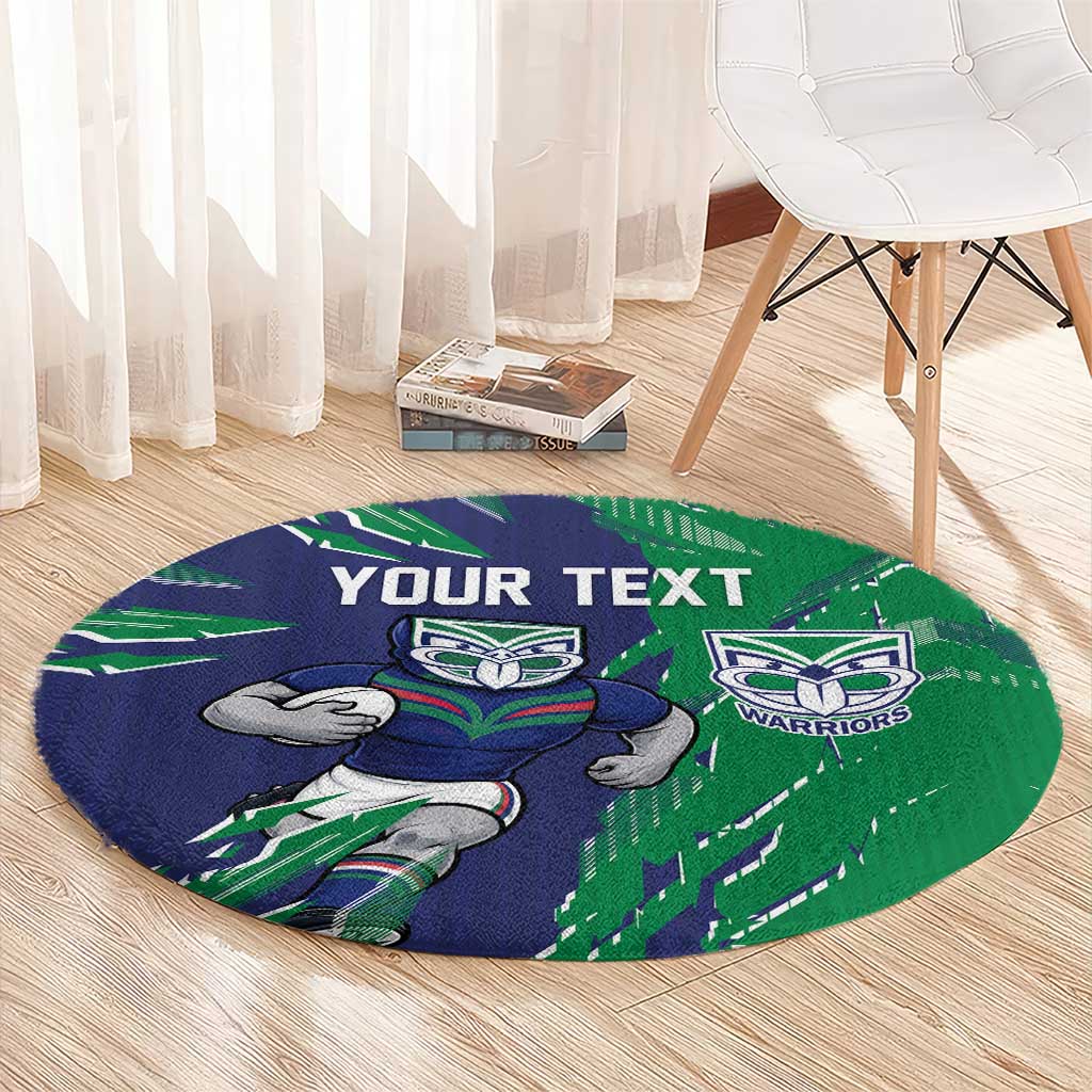 Personalized New Zealand Warriors Round Carpet Dynamic Lightning Mascot Rugby Australia