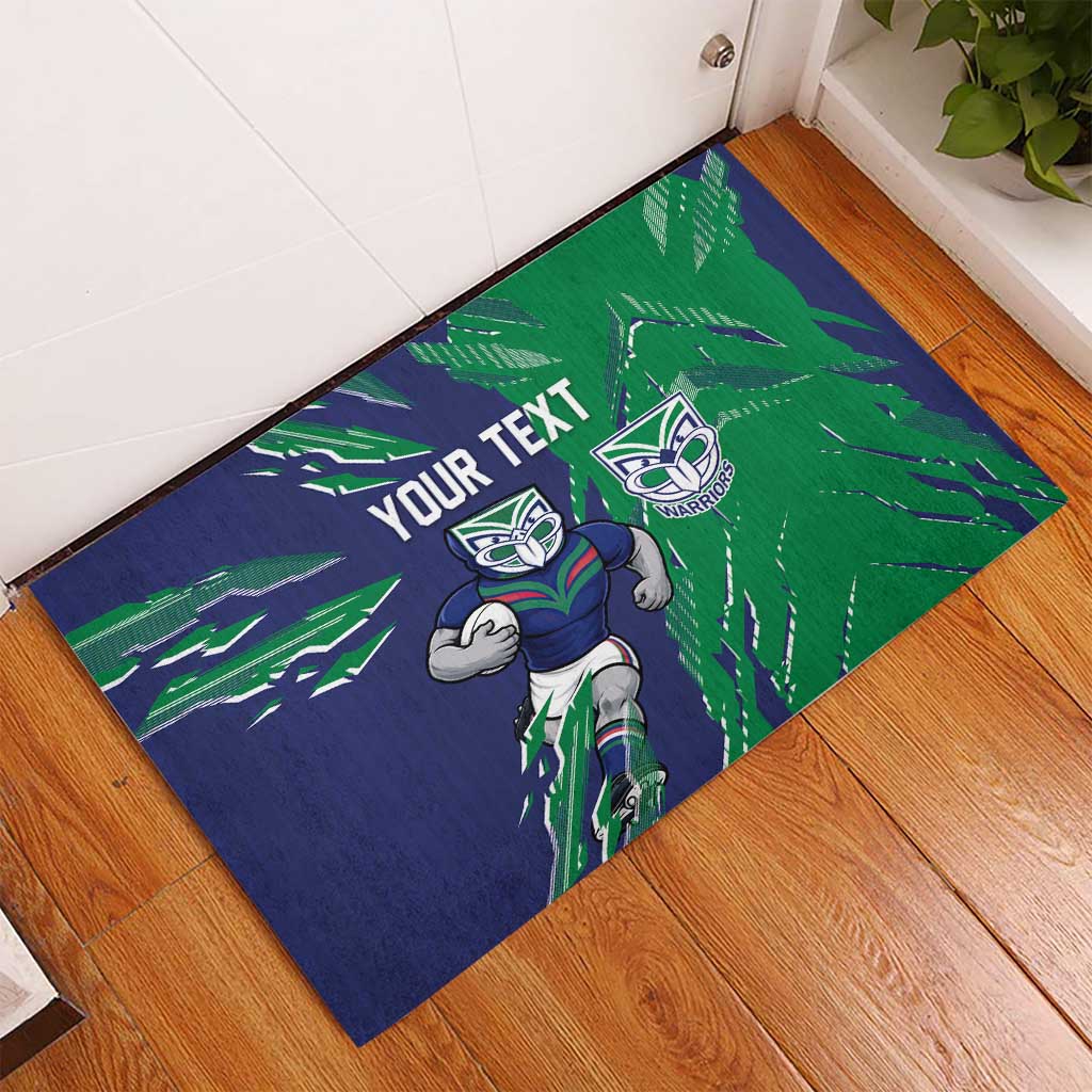 Personalized New Zealand Warriors Rubber Doormat Dynamic Lightning Mascot Rugby Australia