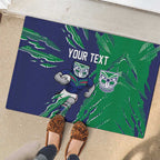 Personalized New Zealand Warriors Rubber Doormat Dynamic Lightning Mascot Rugby Australia
