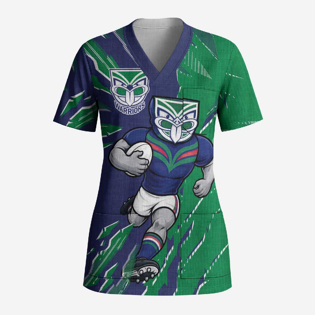 Personalized New Zealand Warriors Scrub Top Dynamic Lightning Mascot Rugby Australia
