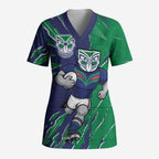 Personalized New Zealand Warriors Scrub Top Dynamic Lightning Mascot Rugby Australia