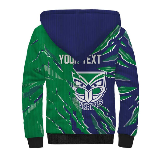 Personalized New Zealand Warriors Sherpa Hoodie Dynamic Lightning Mascot Rugby Australia