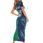 Personalized New Zealand Warriors Short Sleeve Bodycon Dress Dynamic Lightning Mascot Rugby Australia