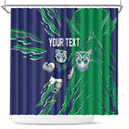 Personalized New Zealand Warriors Shower Curtain Dynamic Lightning Mascot Rugby Australia