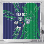 Personalized New Zealand Warriors Shower Curtain Dynamic Lightning Mascot Rugby Australia