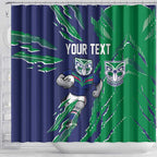 Personalized New Zealand Warriors Shower Curtain Dynamic Lightning Mascot Rugby Australia