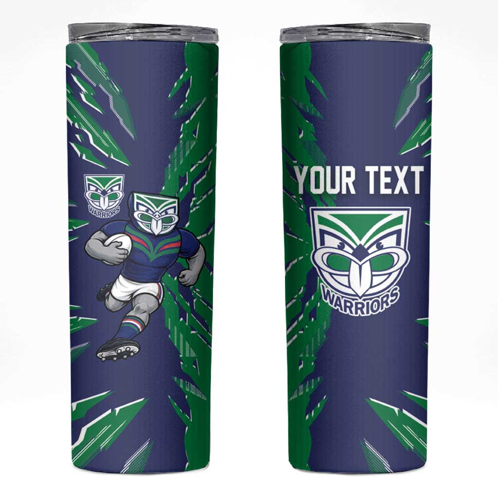Personalized New Zealand Warriors Skinny Tumbler Dynamic Lightning Mascot Rugby Australia
