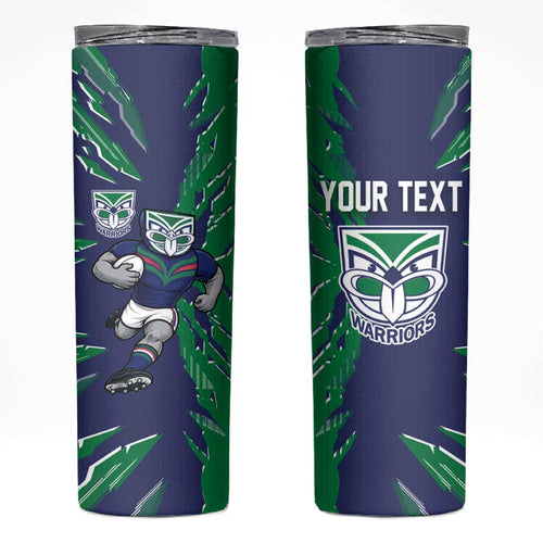 Personalized New Zealand Warriors Skinny Tumbler Dynamic Lightning Mascot Rugby Australia