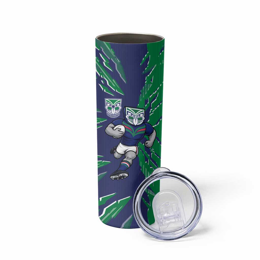 Personalized New Zealand Warriors Skinny Tumbler Dynamic Lightning Mascot Rugby Australia