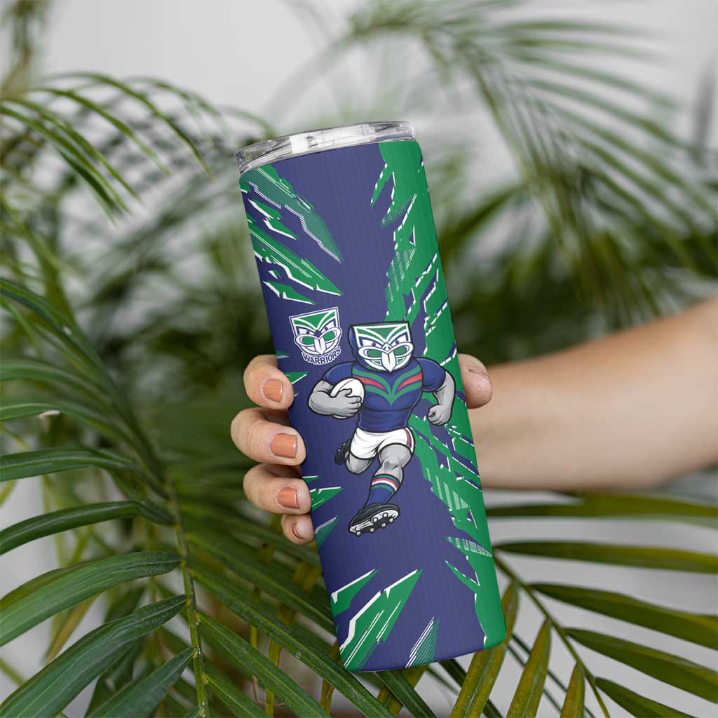 Personalized New Zealand Warriors Skinny Tumbler Dynamic Lightning Mascot Rugby Australia
