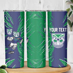 Personalized New Zealand Warriors Skinny Tumbler Dynamic Lightning Mascot Rugby Australia