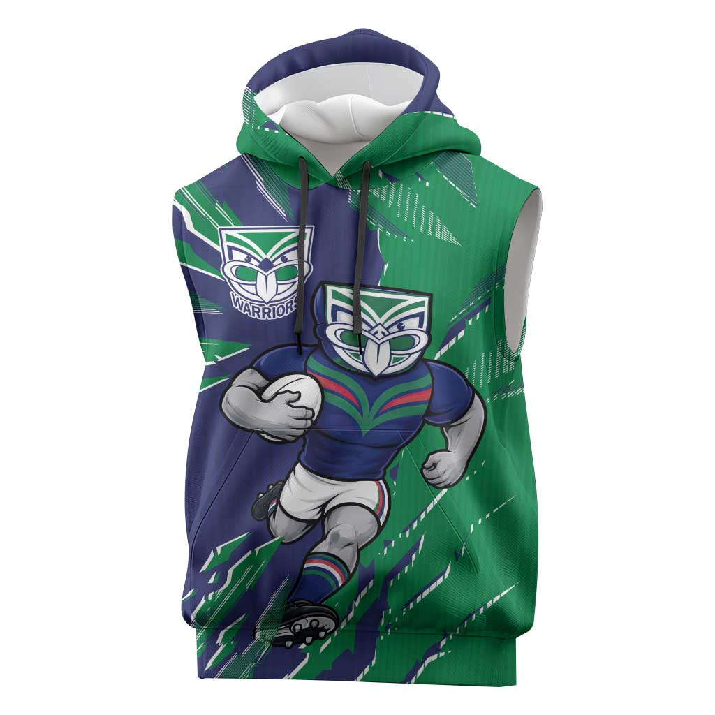 Personalized New Zealand Warriors Sleeveless Hoodie Dynamic Lightning Mascot Rugby Australia