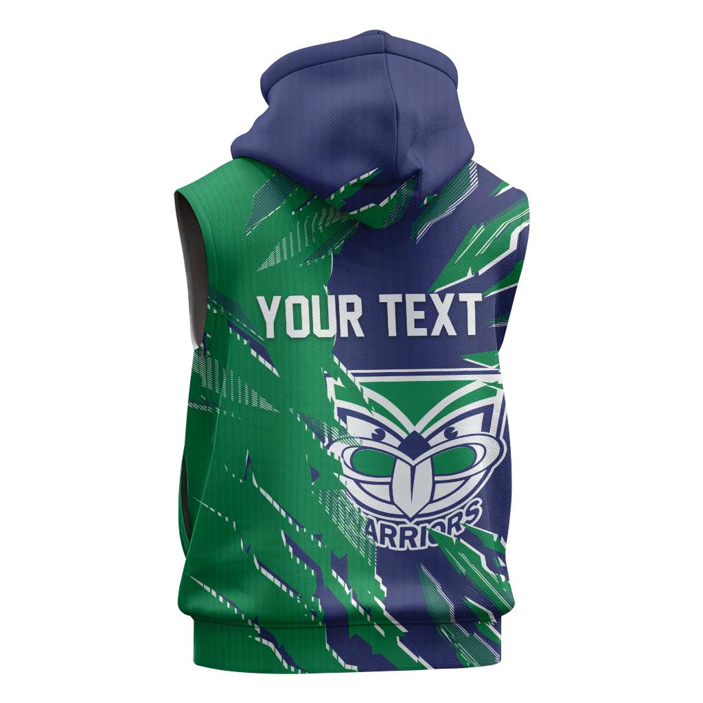 Personalized New Zealand Warriors Sleeveless Hoodie Dynamic Lightning Mascot Rugby Australia