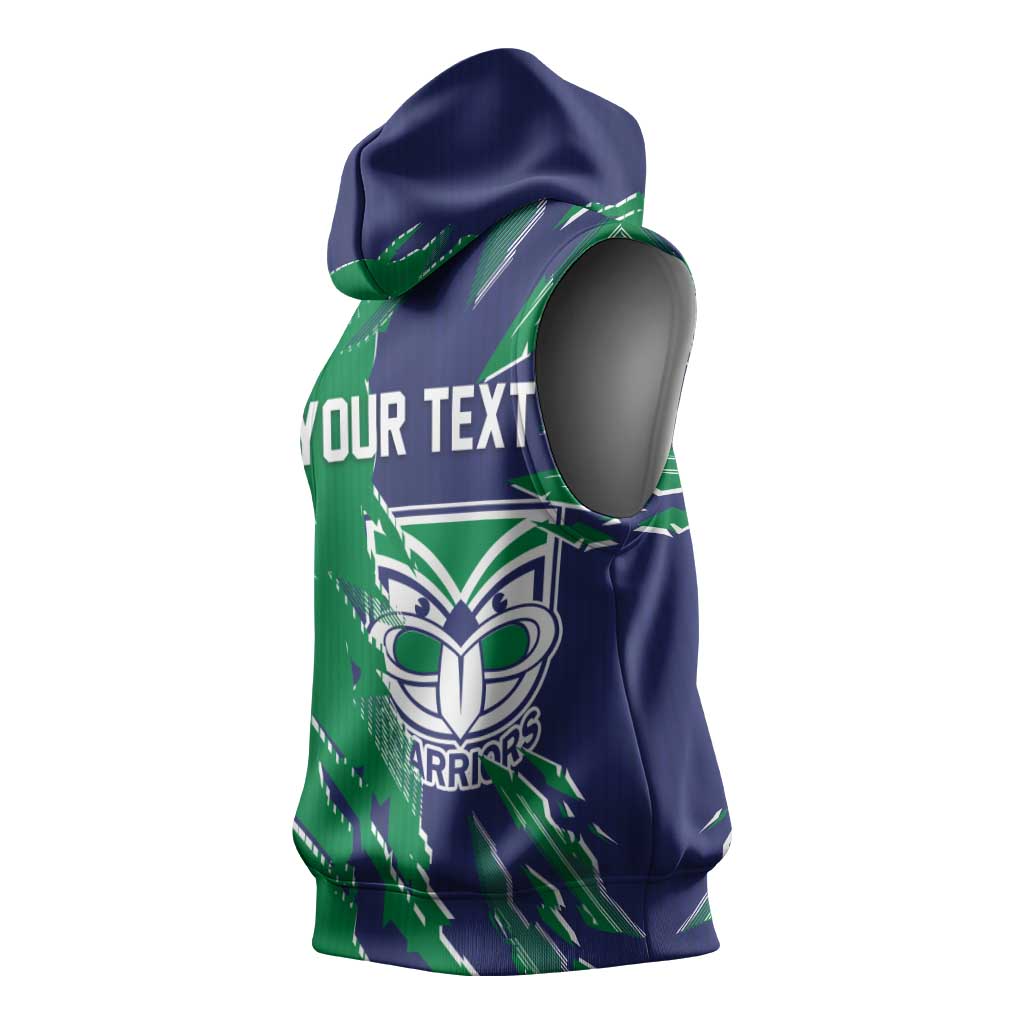 Personalized New Zealand Warriors Sleeveless Hoodie Dynamic Lightning Mascot Rugby Australia