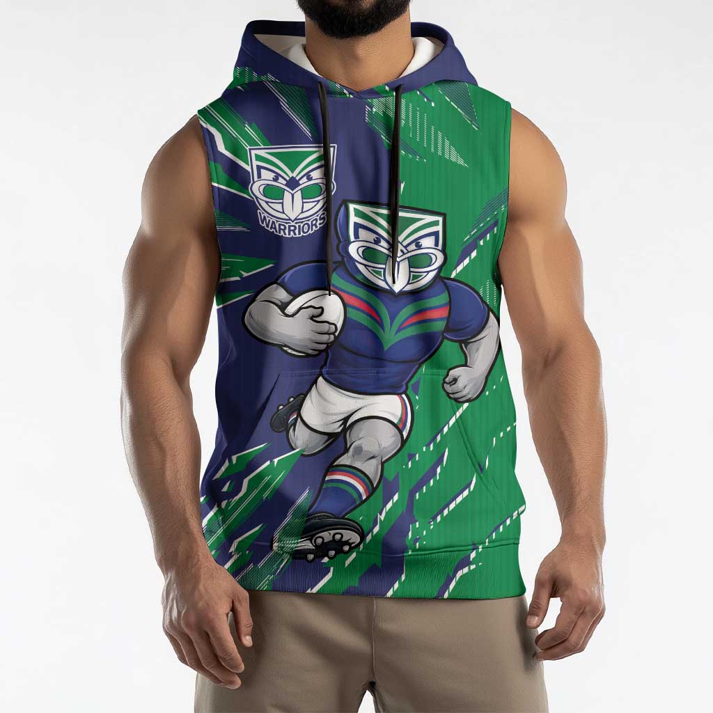 Personalized New Zealand Warriors Sleeveless Hoodie Dynamic Lightning Mascot Rugby Australia