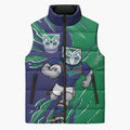 Personalized New Zealand Warriors Sleeveless Puffer Jacket Dynamic Lightning Mascot Rugby Australia
