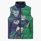 Personalized New Zealand Warriors Sleeveless Puffer Jacket Dynamic Lightning Mascot Rugby Australia