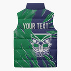 Personalized New Zealand Warriors Sleeveless Puffer Jacket Dynamic Lightning Mascot Rugby Australia