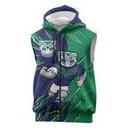 Personalized New Zealand Warriors Sleeveless Zip Hoodie Dynamic Lightning Mascot Rugby Australia