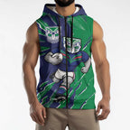 Personalized New Zealand Warriors Sleeveless Zip Hoodie Dynamic Lightning Mascot Rugby Australia