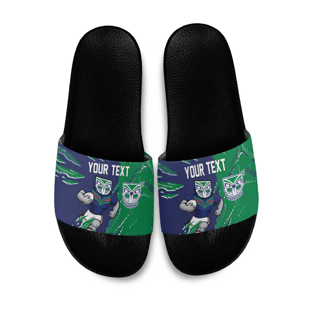 Personalized New Zealand Warriors Slide Sandals Dynamic Lightning Mascot Rugby Australia
