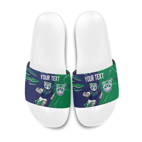 Personalized New Zealand Warriors Slide Sandals Dynamic Lightning Mascot Rugby Australia