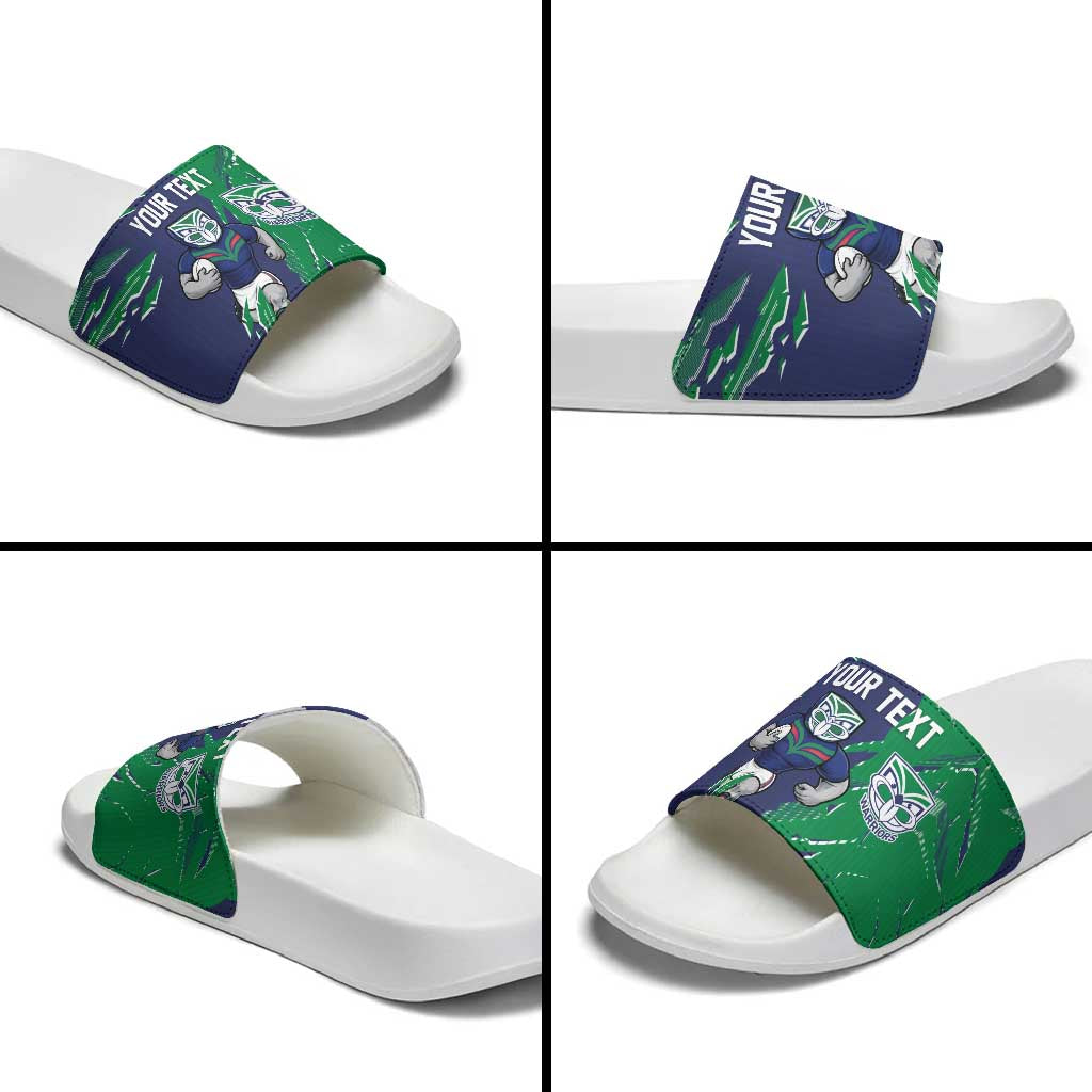 Personalized New Zealand Warriors Slide Sandals Dynamic Lightning Mascot Rugby Australia