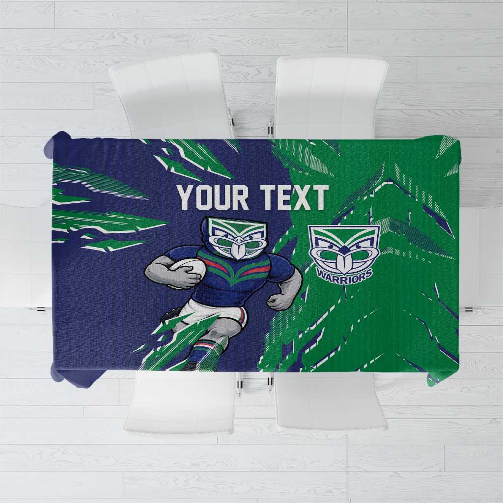 Personalized New Zealand Warriors Tablecloth Dynamic Lightning Mascot Rugby Australia