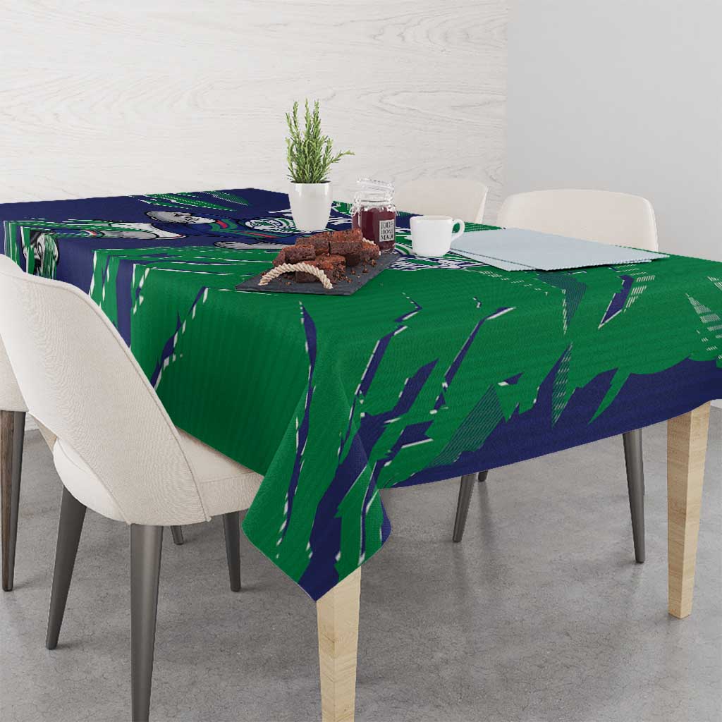 Personalized New Zealand Warriors Tablecloth Dynamic Lightning Mascot Rugby Australia