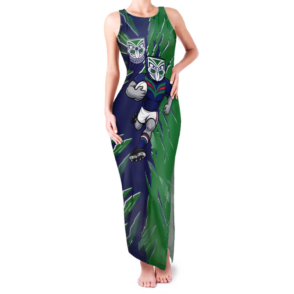 Personalized New Zealand Warriors Tank Maxi Dress Dynamic Lightning Mascot Rugby Australia