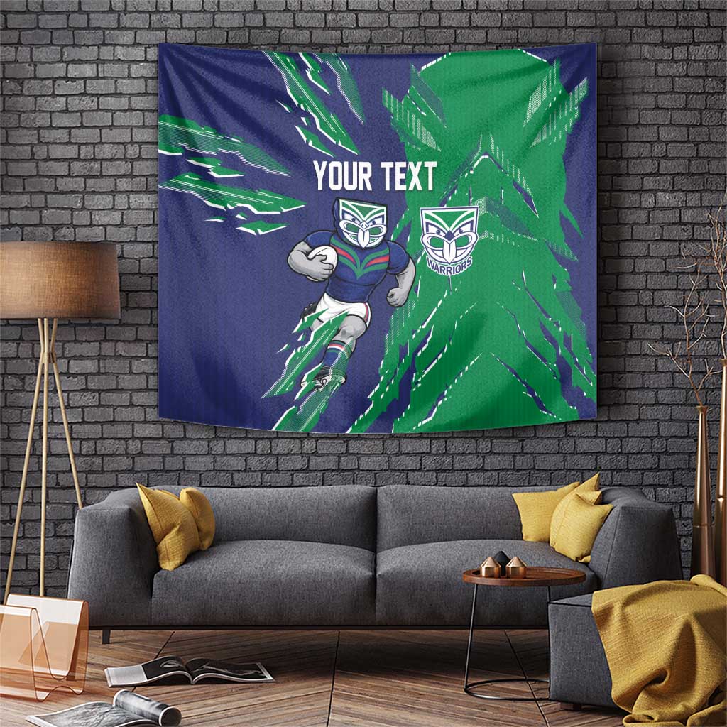 Personalized New Zealand Warriors Tapestry Dynamic Lightning Mascot Rugby Australia