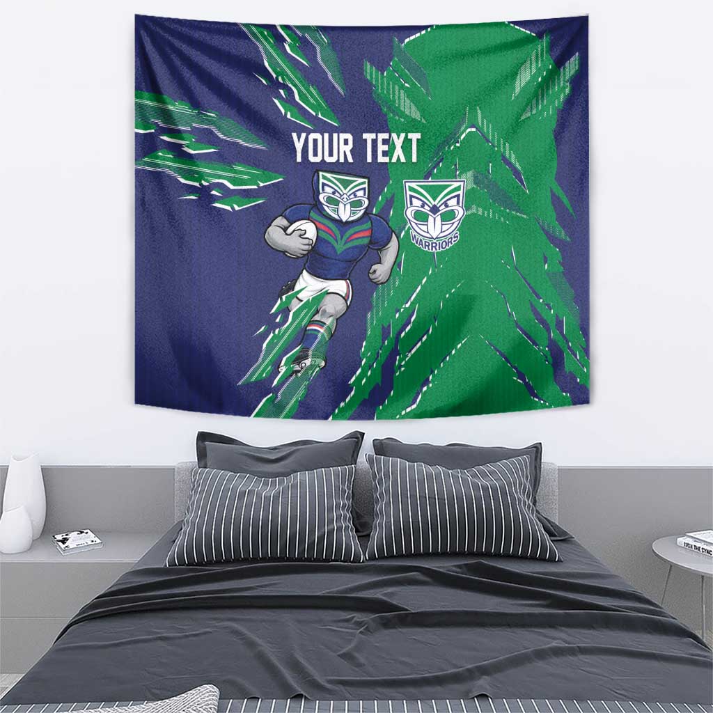 Personalized New Zealand Warriors Tapestry Dynamic Lightning Mascot Rugby Australia