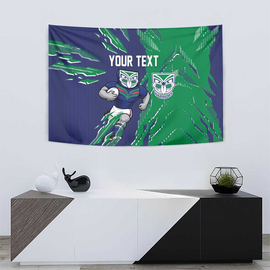 Personalized New Zealand Warriors Tapestry Dynamic Lightning Mascot Rugby Australia