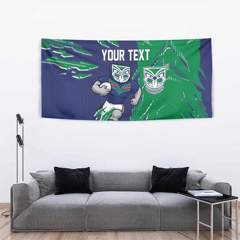 Personalized New Zealand Warriors Tapestry Dynamic Lightning Mascot Rugby Australia